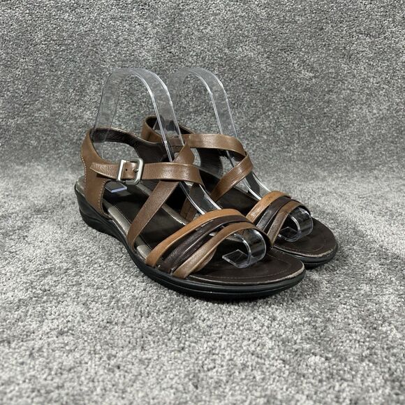 Ecco Sensata Womens Size 40 Brown Leather Strappy Slingback Sandals Used - Picture 1 of 12
